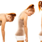 a woman in three different posture poses