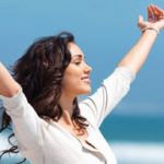 happy woman at the beach