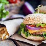 fast food hamburger and fries