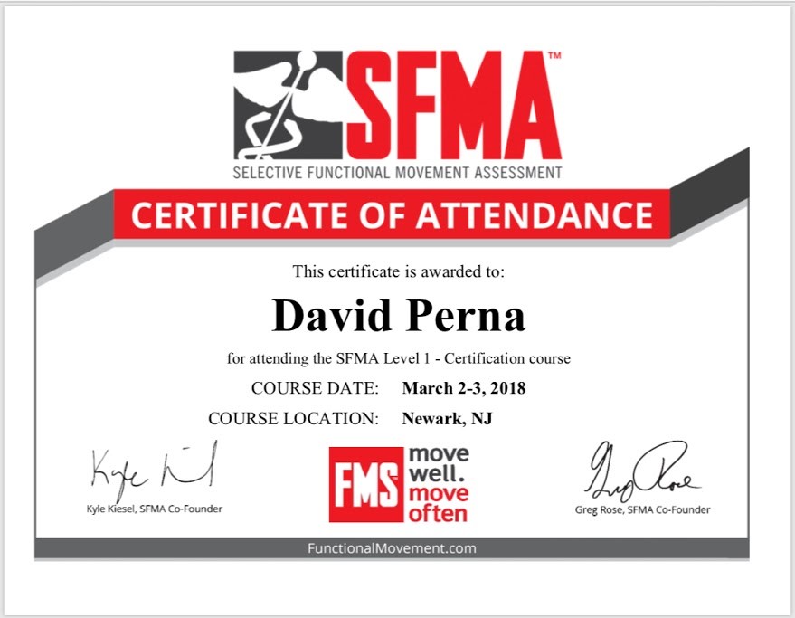 SFMA Certificate David Perna