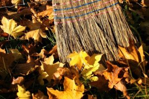 fall leaves and broom